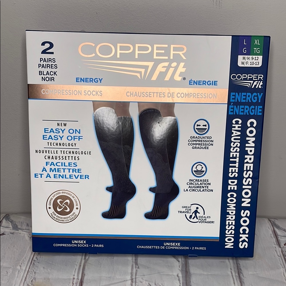 Copper Fit Black Compression Socks 2 Pack